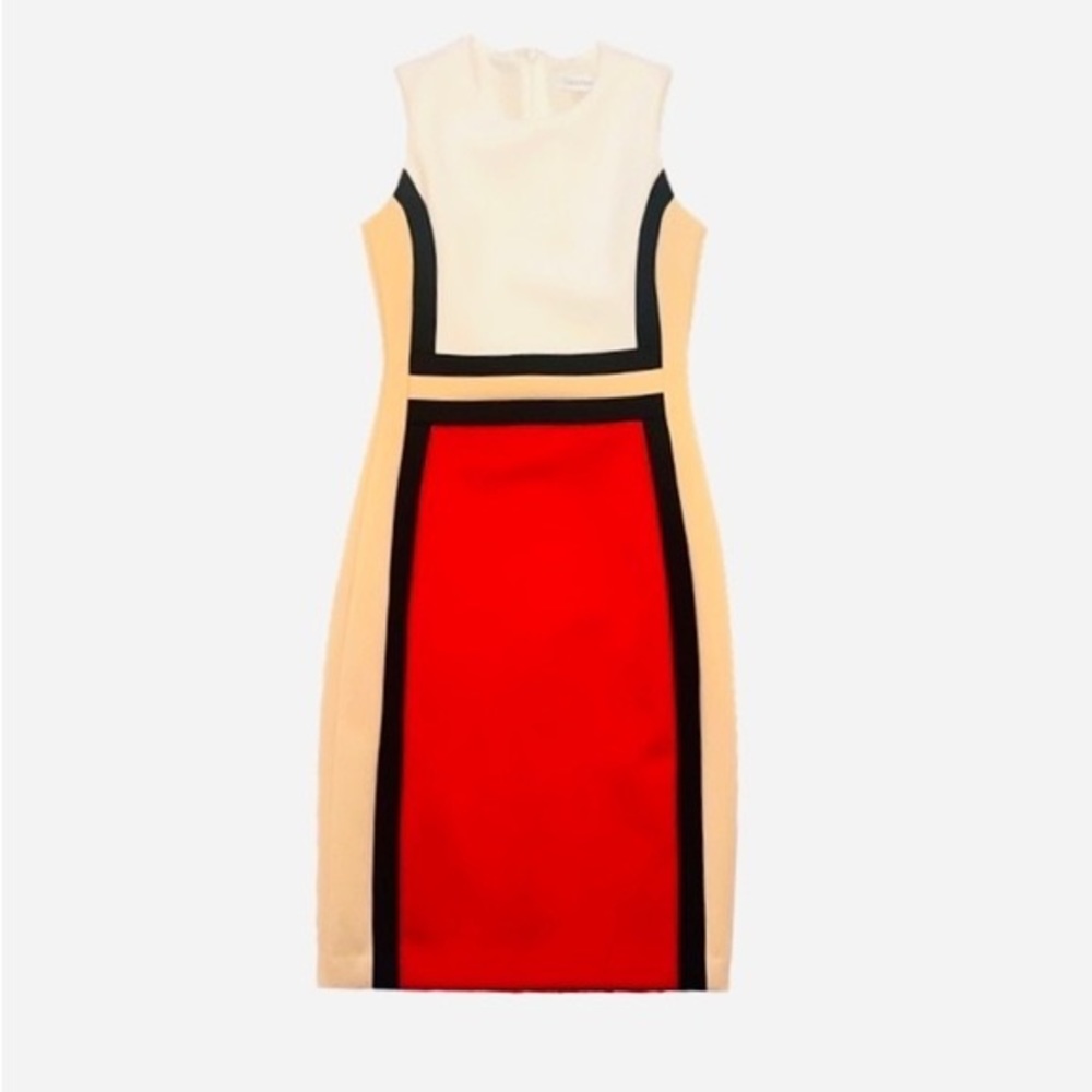 Calvin Klein colorblock sleeveless sheath dress